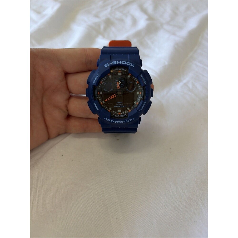 Casio G-Shock GA-100L-2A Blue Resin Men's Watch Works Needs Battery
